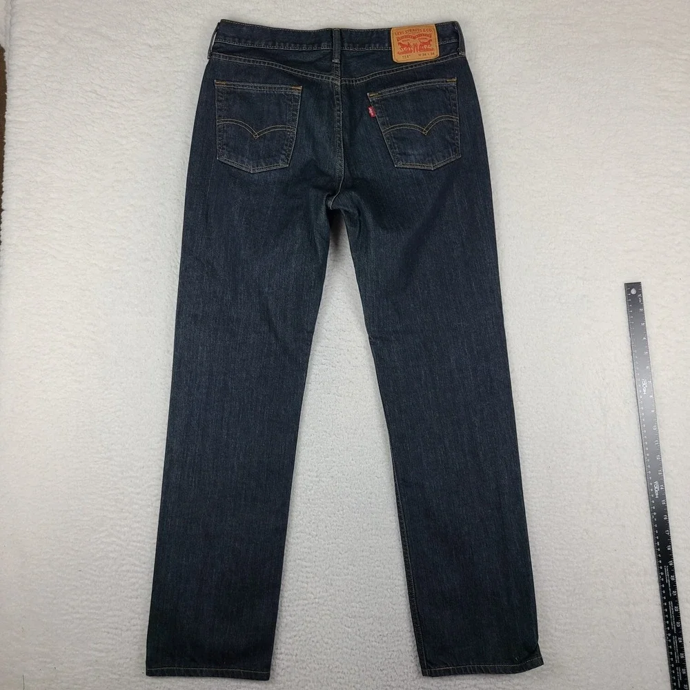 Levi's 514 Jeans Mens‎ 34x34 Blue Regular Fit Straight Leg Dark Wash 100% Cotton